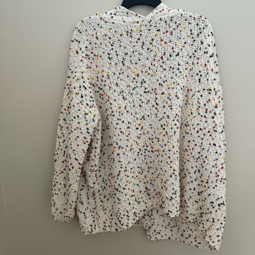 Francesca’s Mi Ami Colorful White Chenille Katie Confetti Long Cardigan - Picture 10 of 11